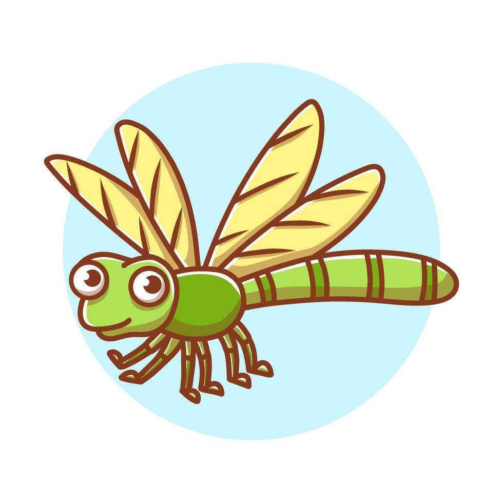 Dragonfly Kids Drawing Cartoon. Insect Mascot Vector Illustration. Zoo Animal Cute Icon Character