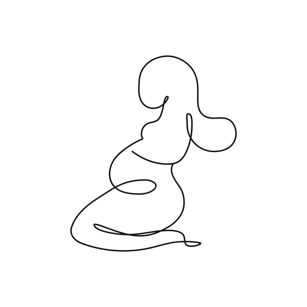 One line art. Pregnant woman isolated vector. Mother awaiting newborn baby. Mother care concept. Beautiful feminine design. vector