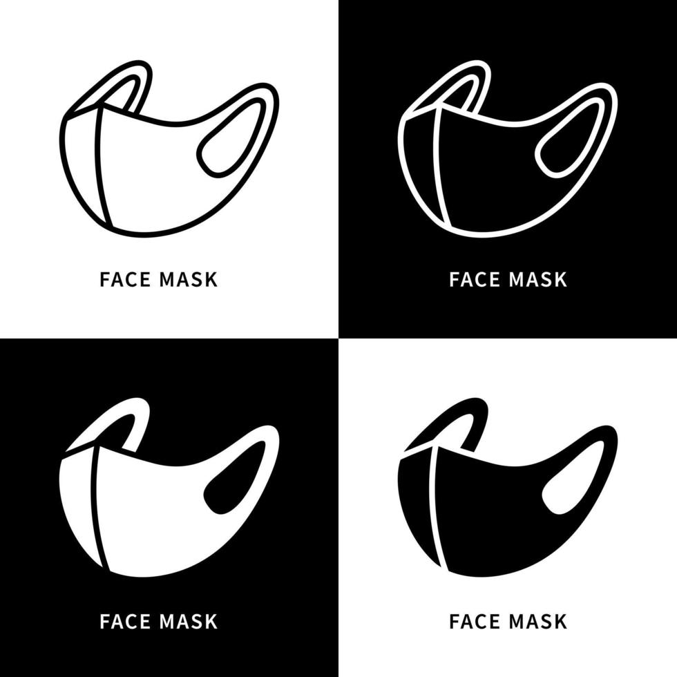 Face Mask Icon Symbol Illustration. Medical Mask Virus Protection Logo. Prevention Pandemic Design Vector Icons Set