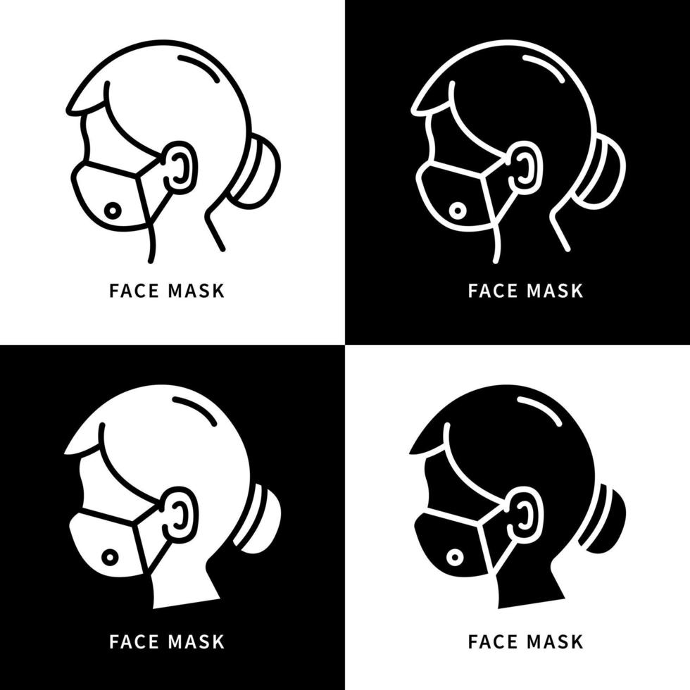 Face Mask Icon Symbol Illustration. Woman Wear Medical Mask Logo. Corona Virus Prevention Infographic Design Vector Icons Set