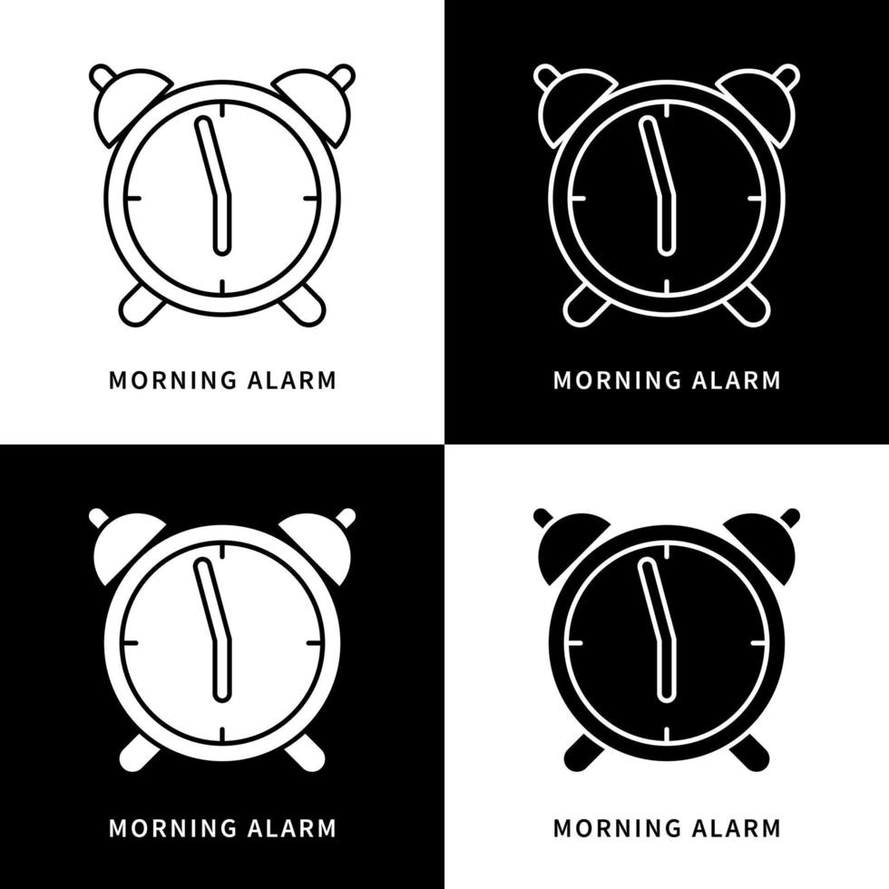 logotipo del icono de la alarma matutina. ilustración de símbolo de vector de campana de reloj. despertar temprano en la mañana elemento educativo