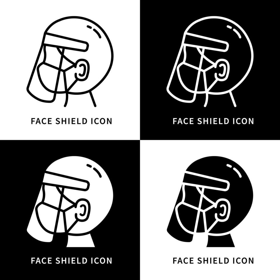 Face Shield Icon Symbol Illustration. Face Protection From Corona Virus Logo. Pandemic Infographic Design Vector Icons Set