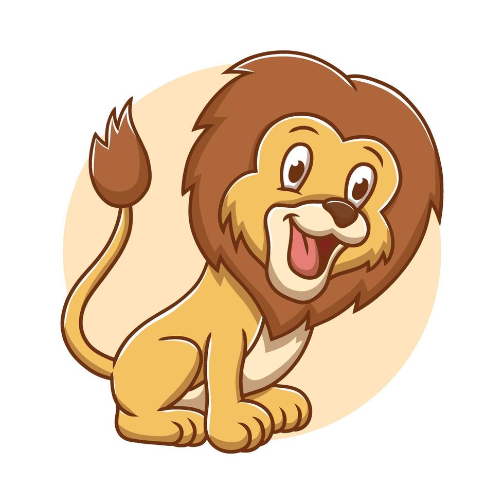Lion Wild Animal Drawing Cartoon. Wildlife Jungle Mascot Vector Illustration. Zoology Mammal Character