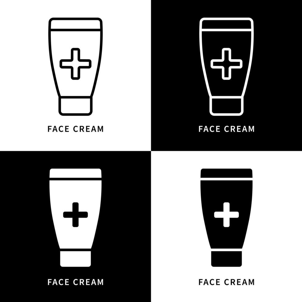 Face Cream Bottle Icon Symbol Illustration. Skincare Facial Logo. Makeup Facial Lotion Design Vector Icons Set