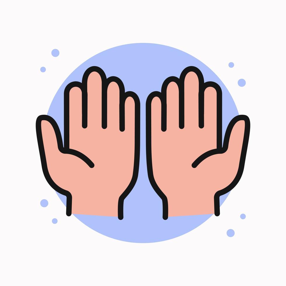 Pray Icon Filled Line. Hand Gesture Pray Cartoon Logo. Religion Worship Design Vector Symbol Illustration
