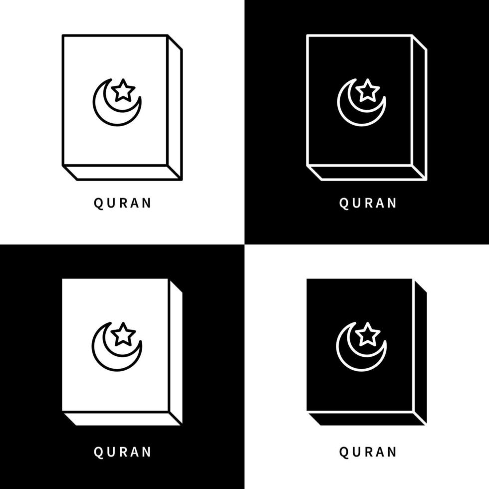 logotipo del icono de la religión musulmana de la educación del Corán. ilustración de símbolo de vector de al-quran