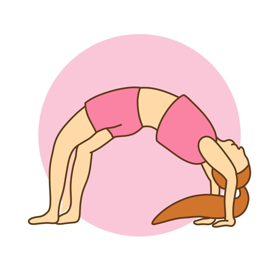 Female Health Mascot Vector Illustration. Woman Workout Activity Logo. Yoga Sport Icon Cartoon