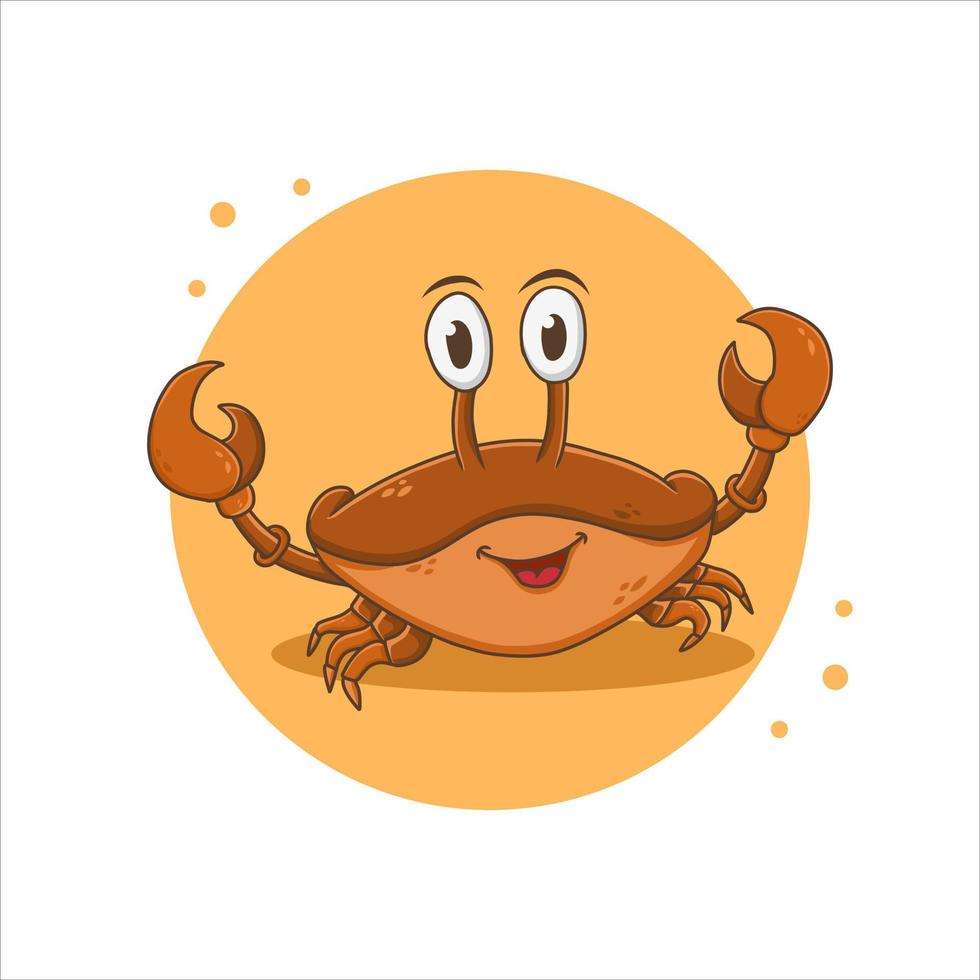 ilustración vectorial de dibujos animados de cangrejo. logo de mascota de mariscos. elemento de carácter de icono de símbolo de animal de océano vector