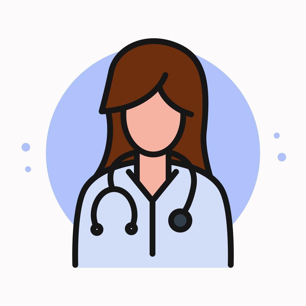 dibujos animados de icono de mujer médico. logotipo de enfermera femenina. ilustración de símbolo de vector de diseño de atención médica profesional