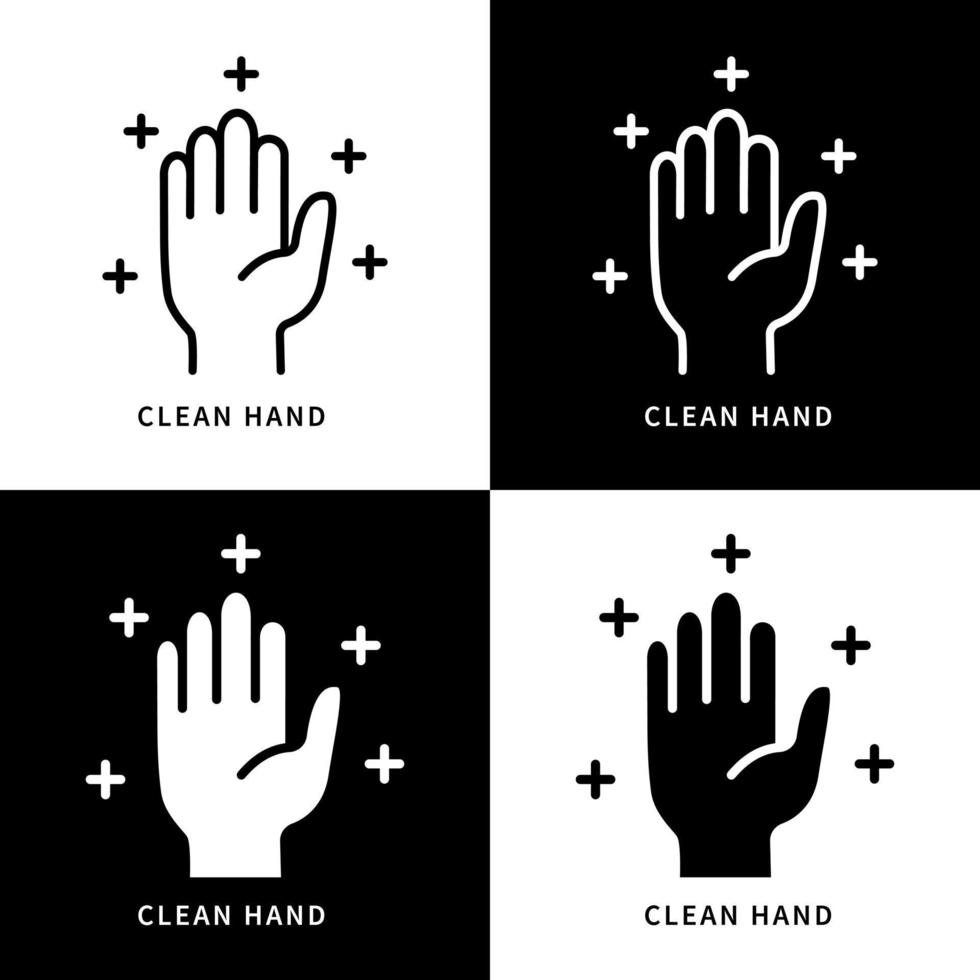 Clean Hand Icon Symbol Illustration. Hand Gesture Logo. Hygiene Virus Protection Design Vector Icons Set