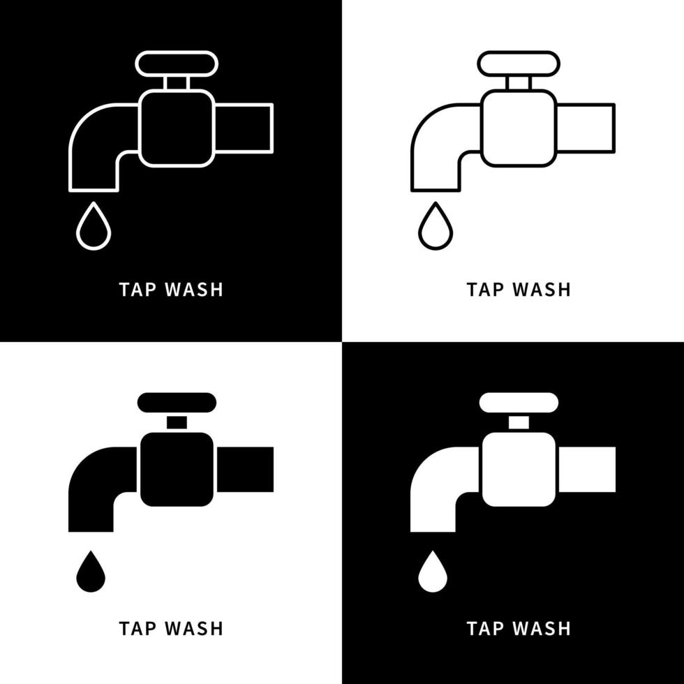 Tap Wash Water Icon. Faucet Bathroom Vector Symbol Illustration