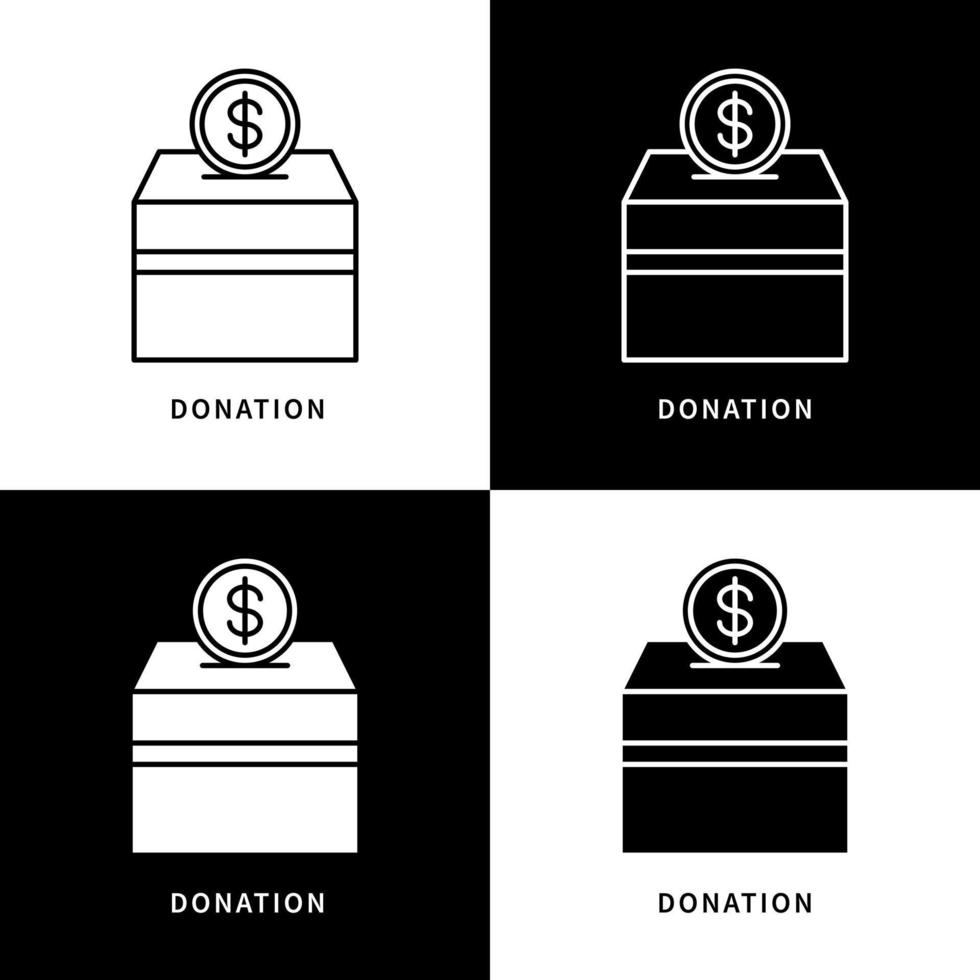 logotipo de icono de donación y caridad. dar dinero para donar ilustración de símbolo de vector