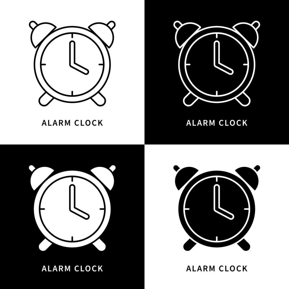 Alarm Clock Icon Logo. Bell Timer Vintage Object Vector Symbol Illustration