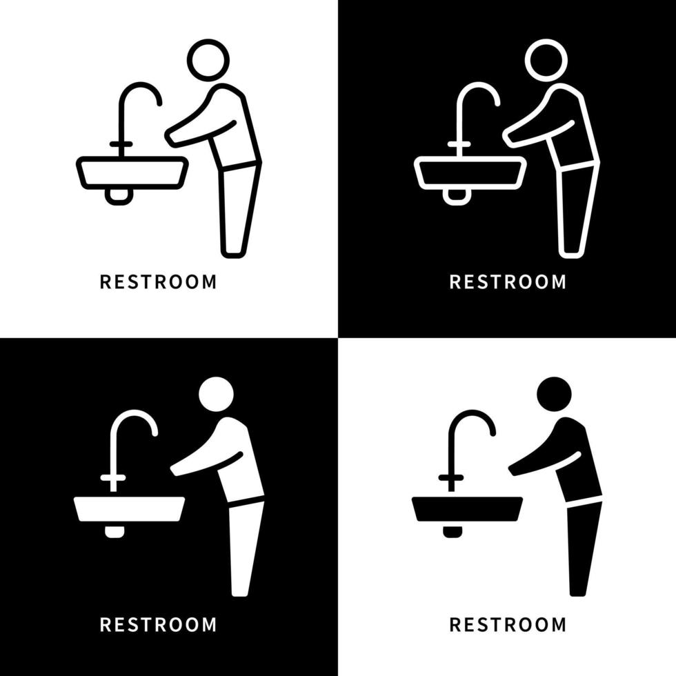 Faucet Sink and Restroom Icon Symbol Illustration. Washing Hand Silhouette Logo. Virus Protection Design Vector Icons Set