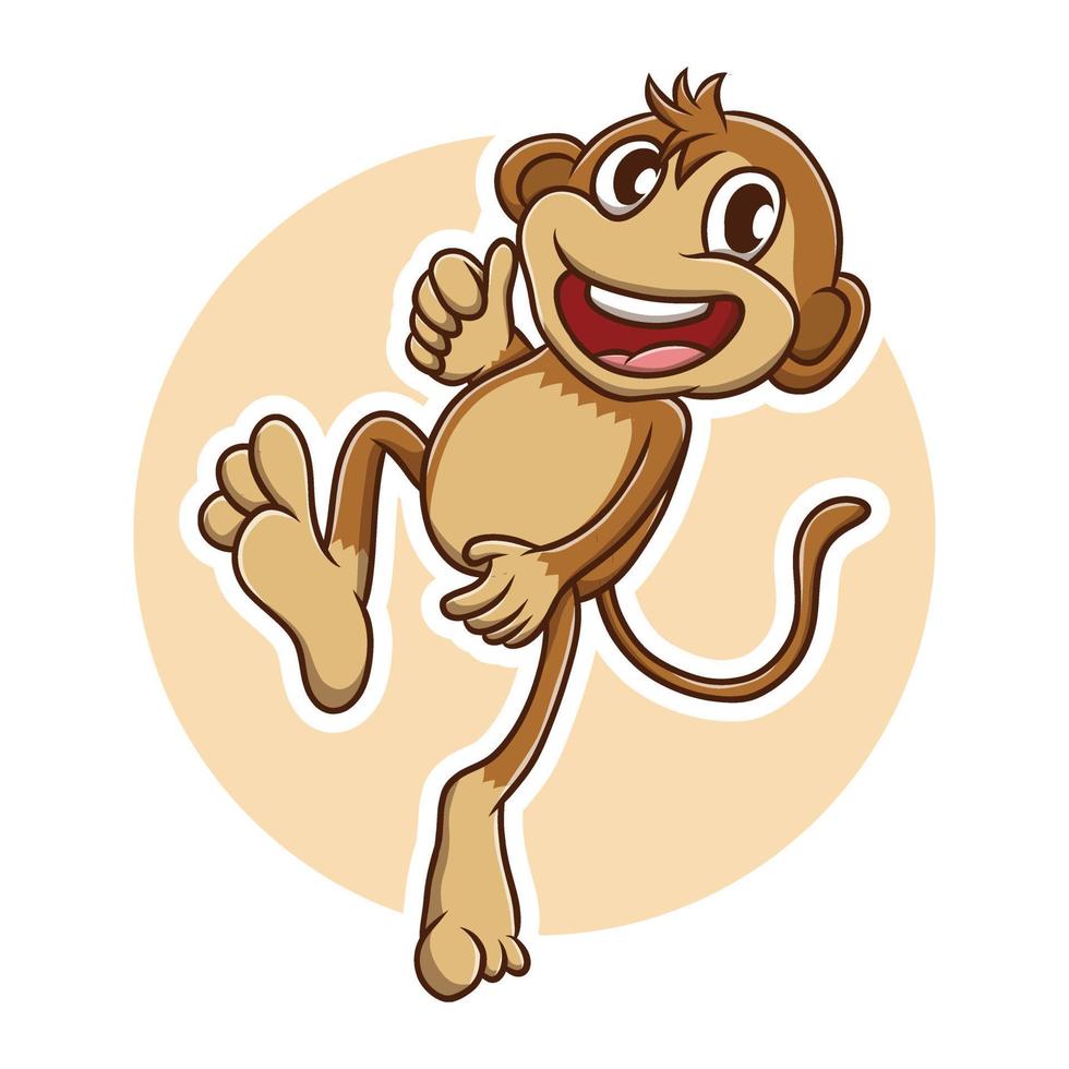 Monkey Cute Icon Cartoon. Donkey Jungle Mascot Vector Illustration. Zoology Mammal Character