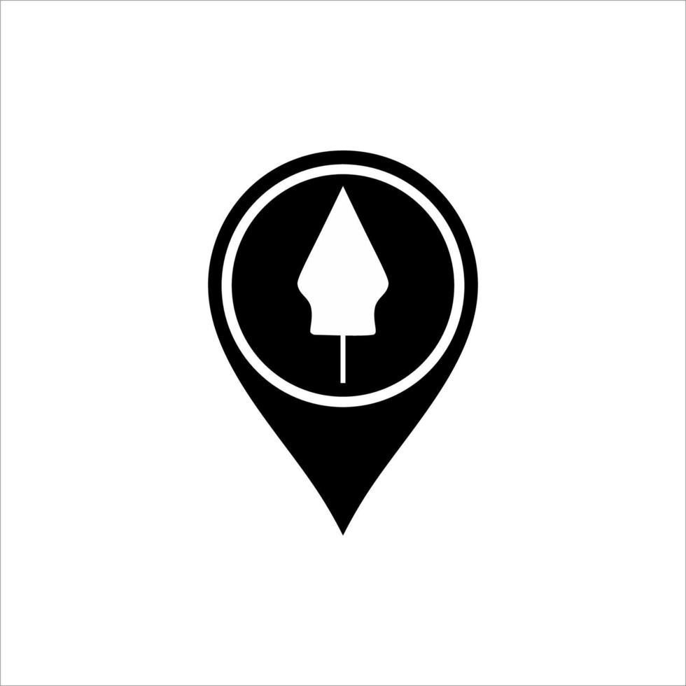 'Gunungan Wayang' and Location Icon Symbol for Icon Symbol for Javanese Cultural and Art Center Place Location. Vector Illustration