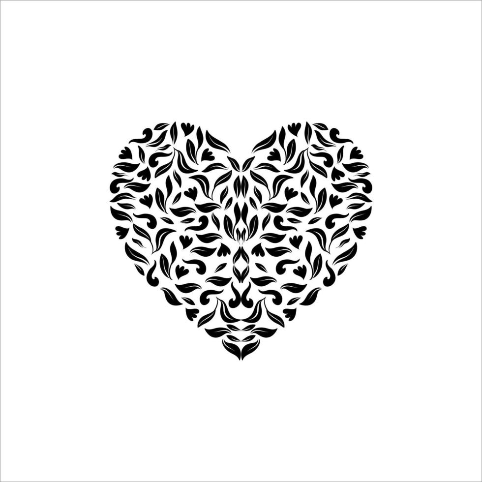 Ornamental Heart Shape for Wedding Invitation or Valentines Day or for Decoration, Ornate or Graphic Design Element. Vector Illustration