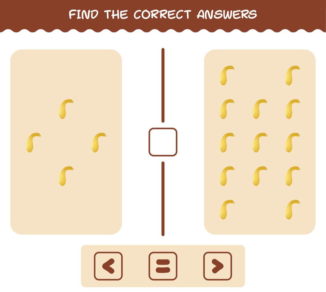 Find the correct answers of cartoon crookneck squash. Searching and Counting game. Educational game for pre shool years kids and toddlers vector