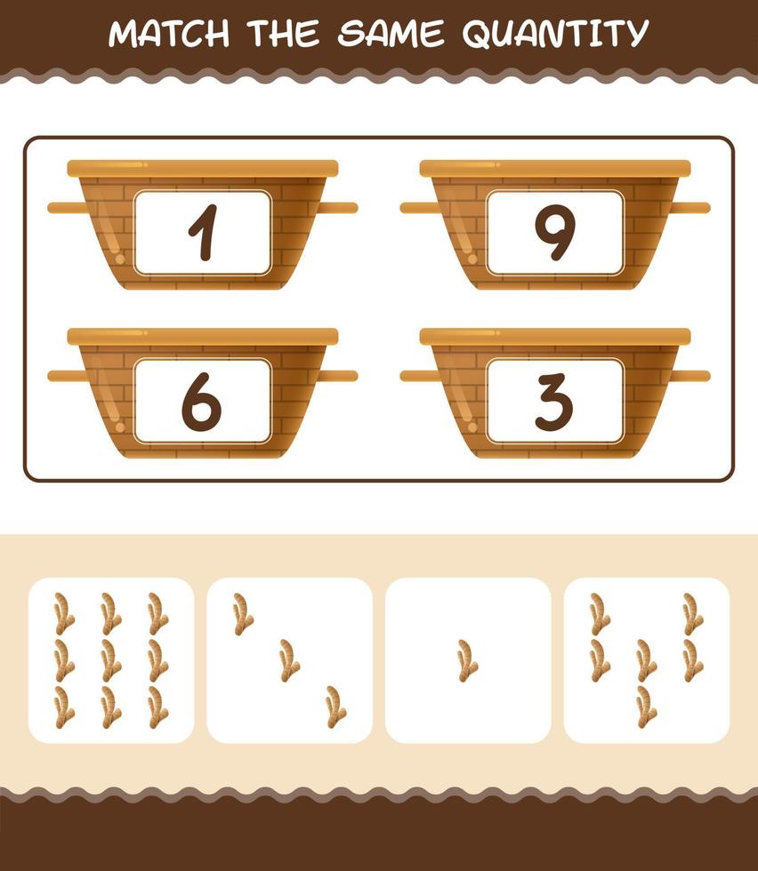 Match the same quantity of ginger. Counting game. Educational game for pre shool years kids and toddlers vector