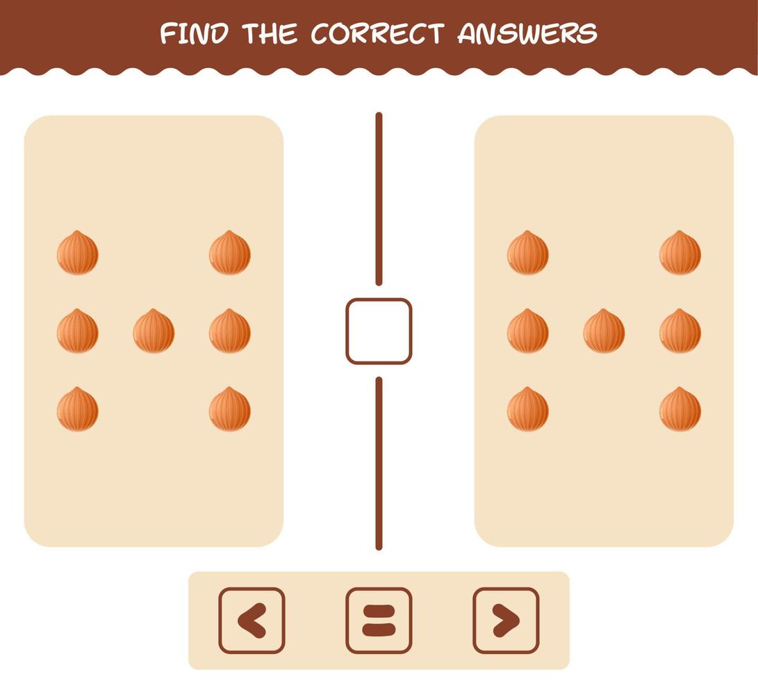 Find the correct answers of cartoon onion. Searching and Counting game. Educational game for pre shool years kids and toddlers vector