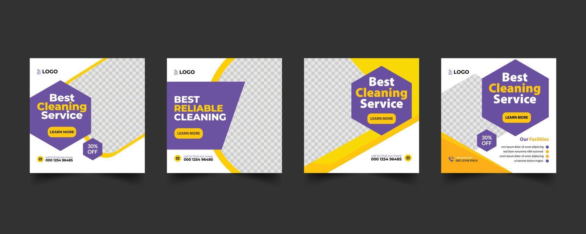 cleaning service social media post banner template vector