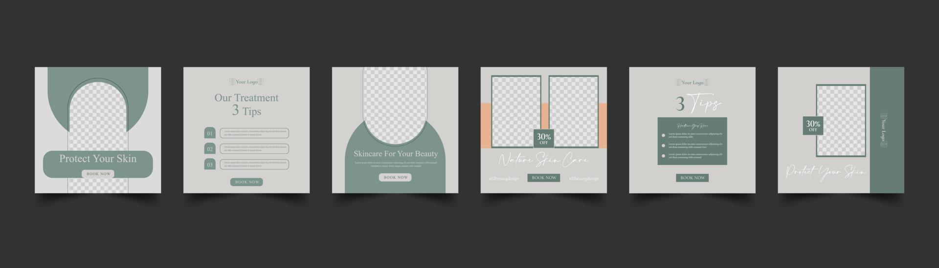 beauty and spa center social media instagram post template vector