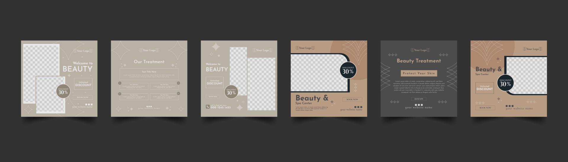 beauty and spa social media post template vector