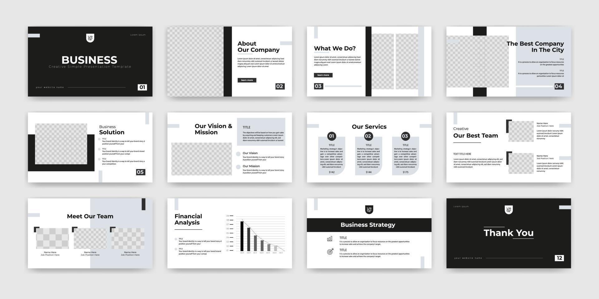 business powerpoint presentation templates set vector