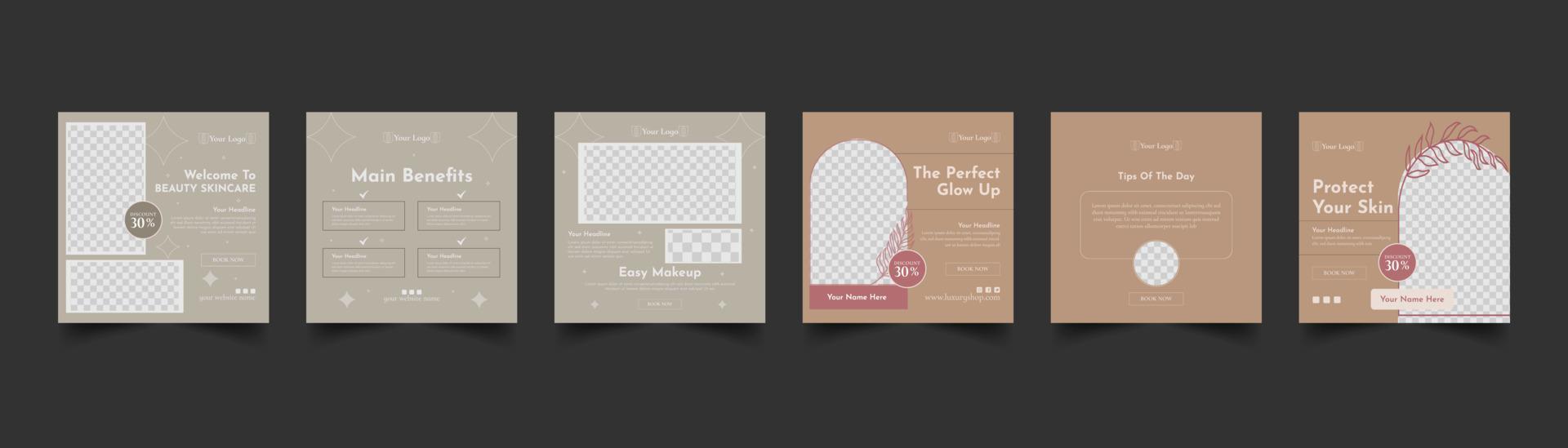 beauty and spa social media post template vector