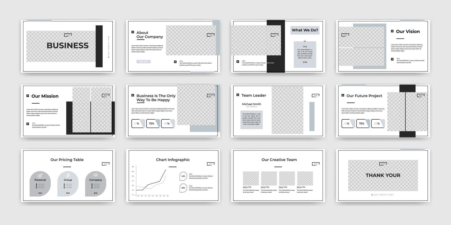 conjunto de plantillas de presentación de powerpoint de negocios vector