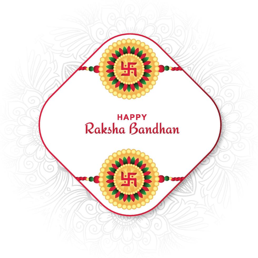 diseño de tarjeta de felicitación con fondo de celebración de raksha bandhan vector