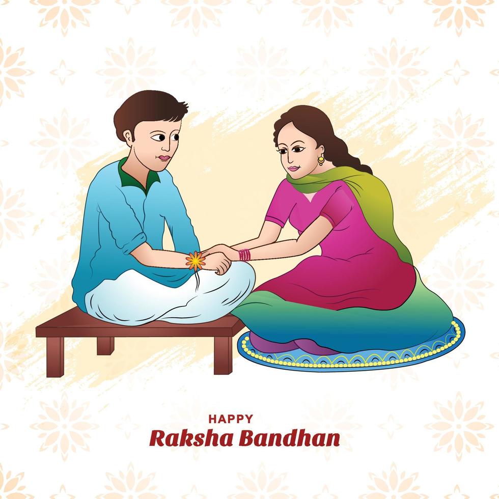 feliz raksha bandhan festival celebración tarjeta fondo vector