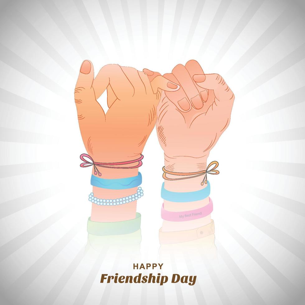 Beautiful card for friendship day with holding promise hand design vector