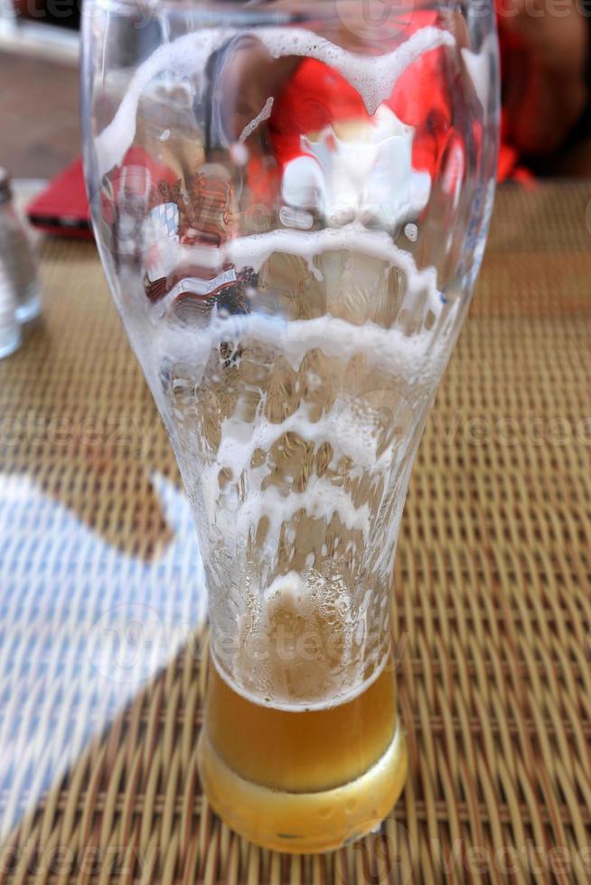 Fresh light beer in a glass. photo