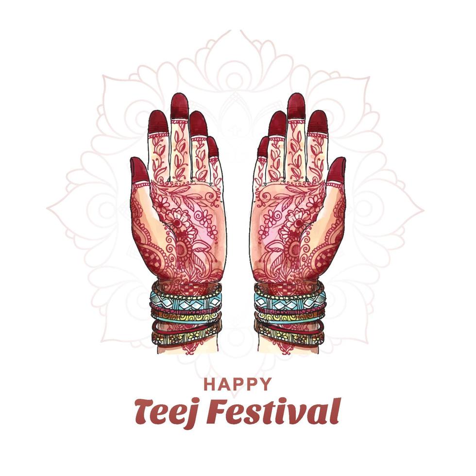 Beautiful hariyali teej hindu festival greeting card design vector