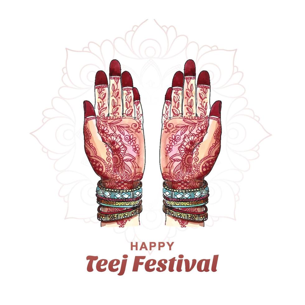 Beautiful hariyali teej hindu festival greeting card design vector