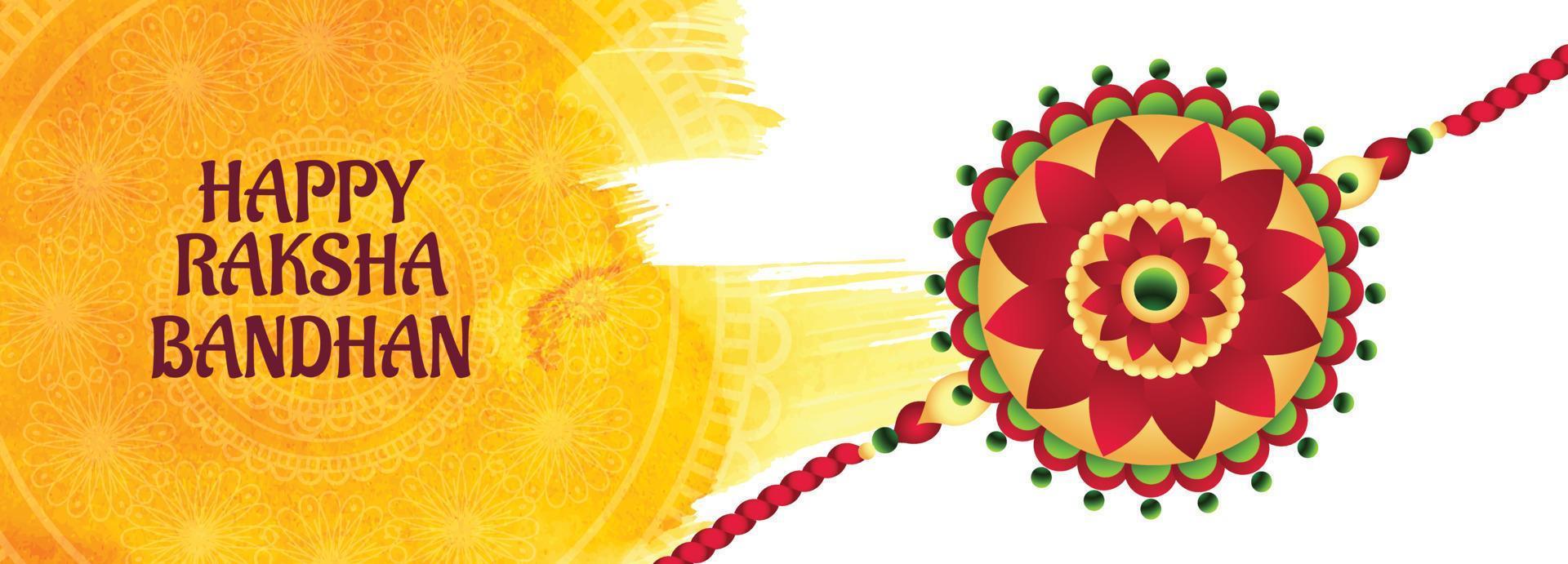 Indian festival raksha bandhan banner with decorative rakhi background vector