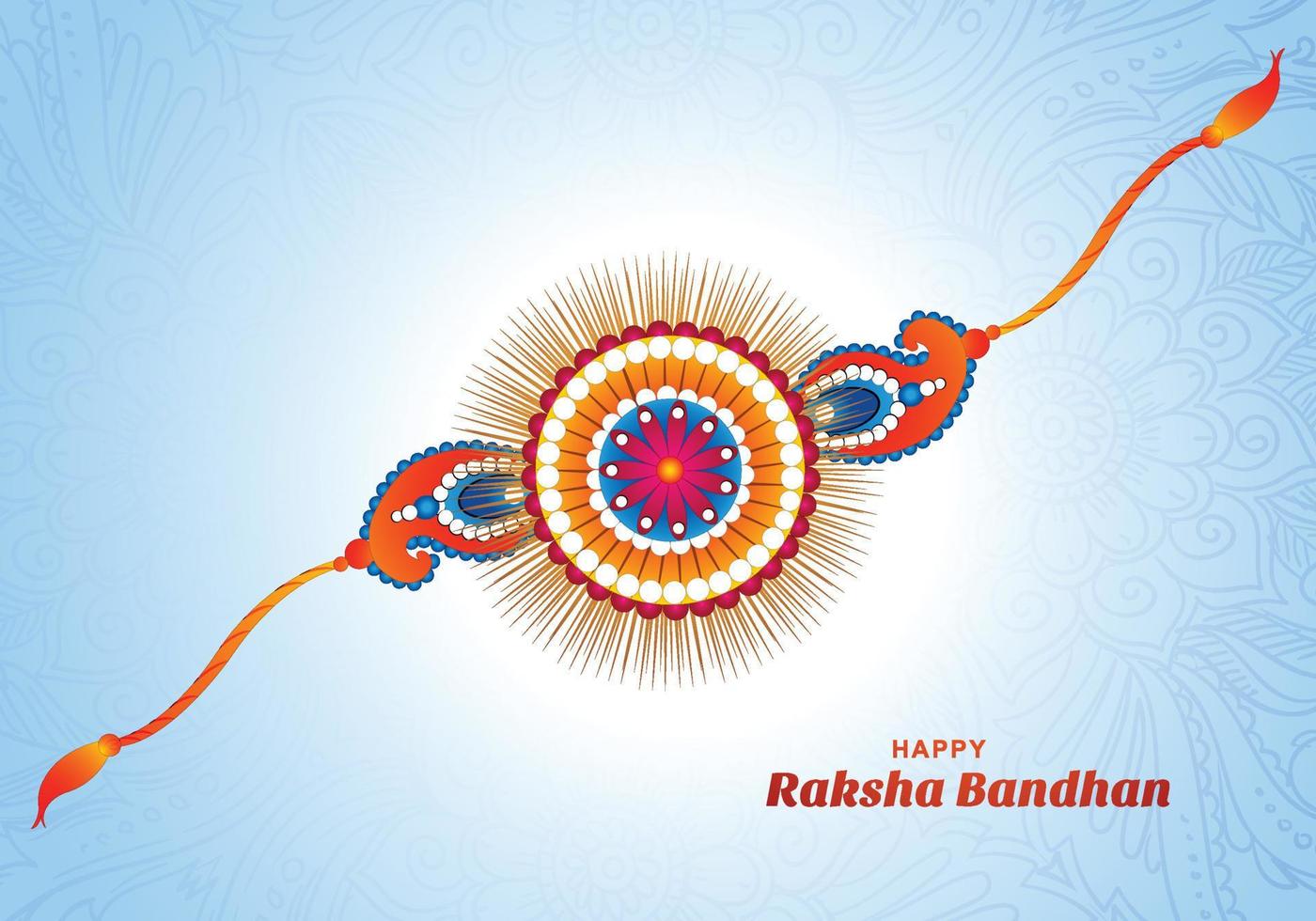 Illustration of greeting card with decorative rakhi for raksha bandhan background vector