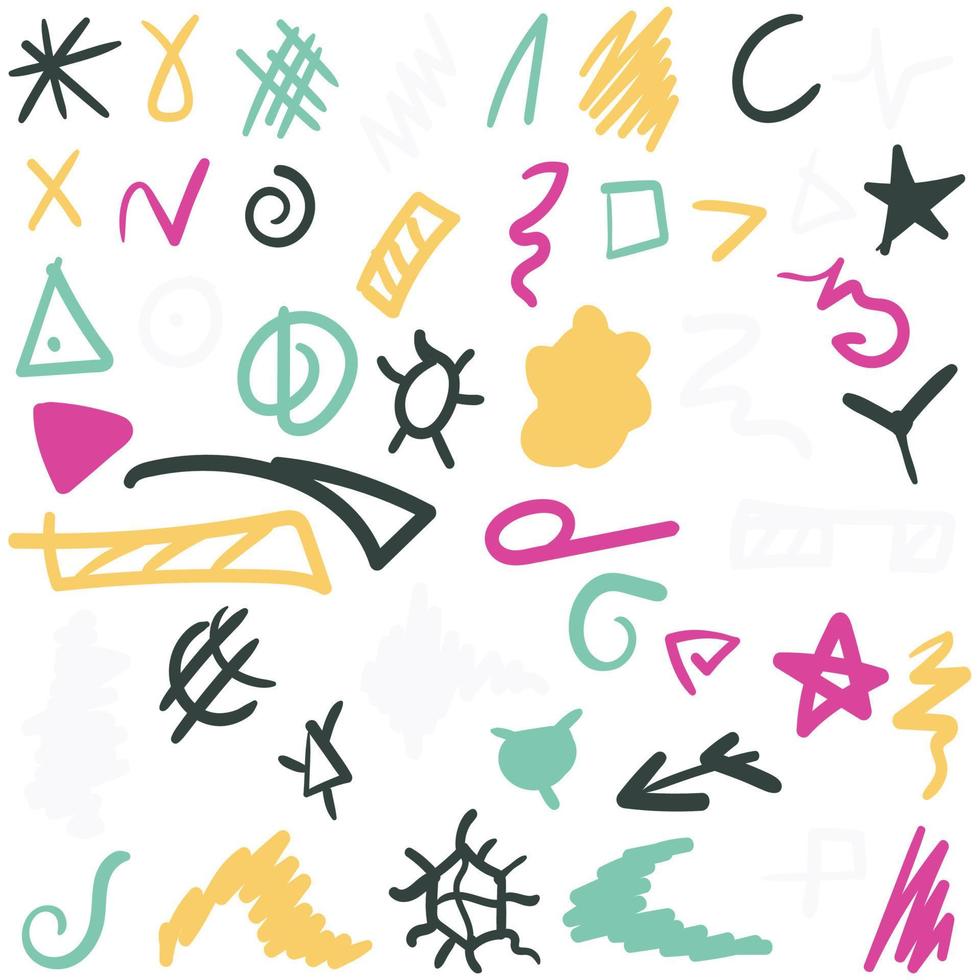 Color signs hand drawn set vector