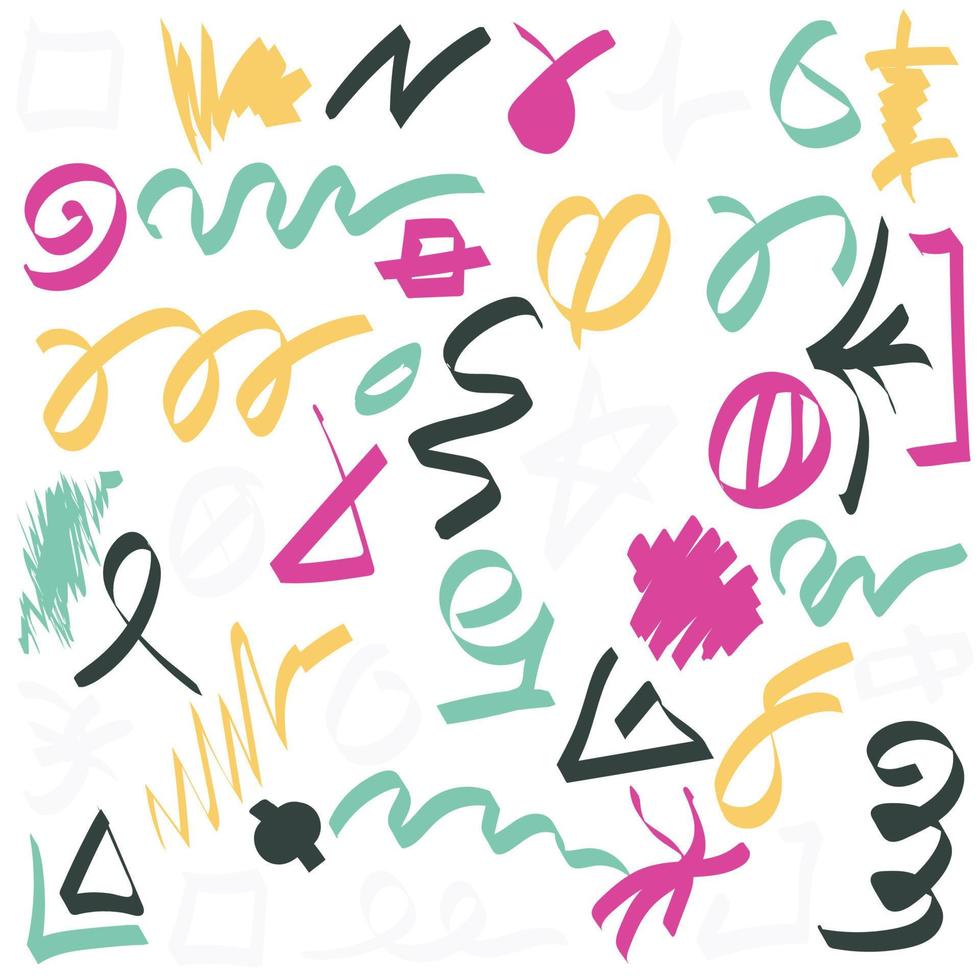 Color strokes hand drawn set vector
