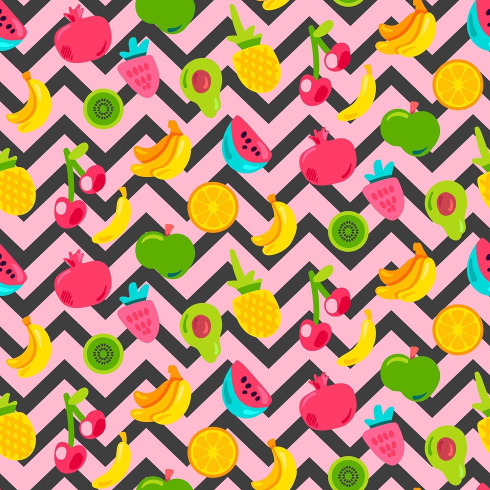 Painted Berries Summer Fruits Mix Seamless Pattern vector