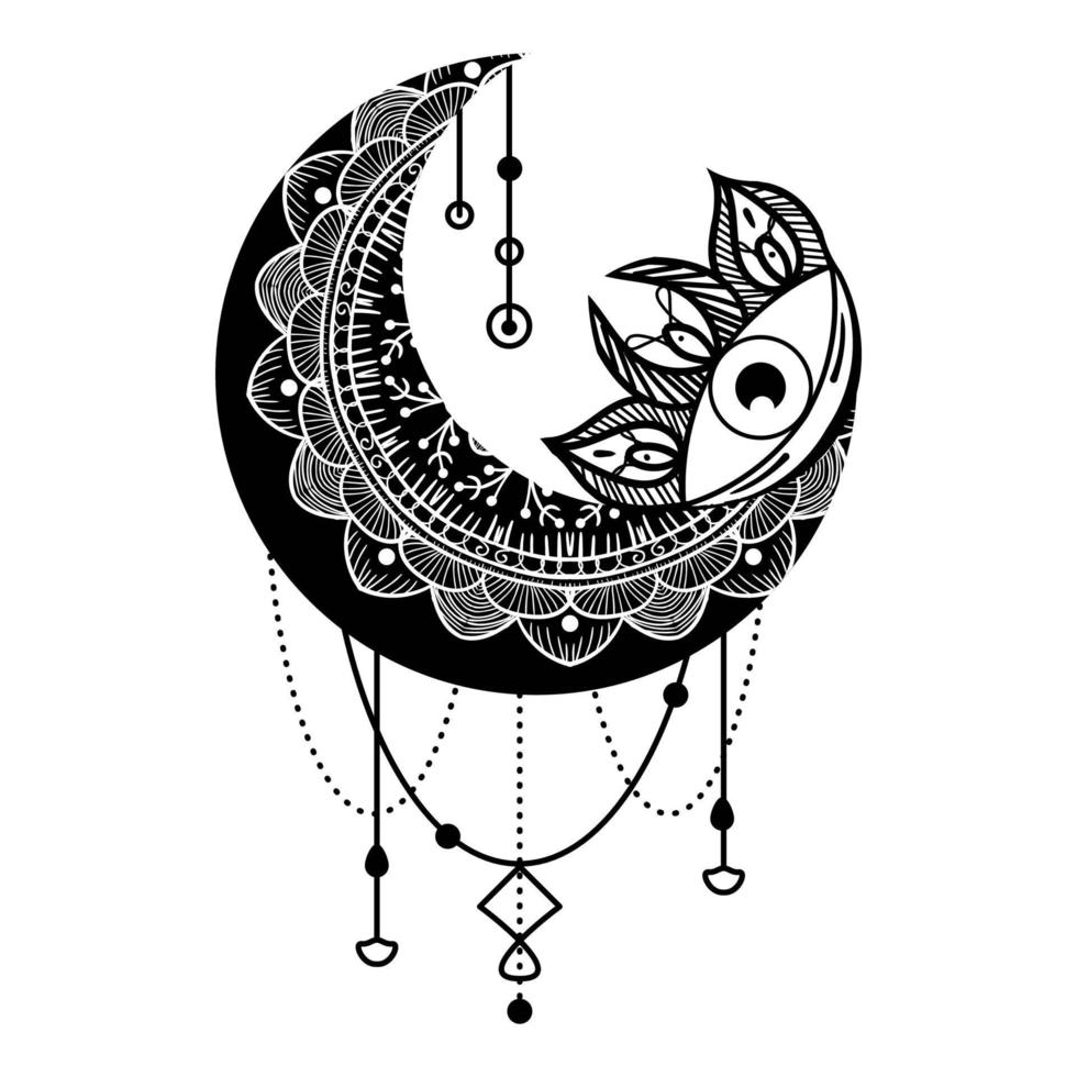 Crescent moon eye contour symbol vector