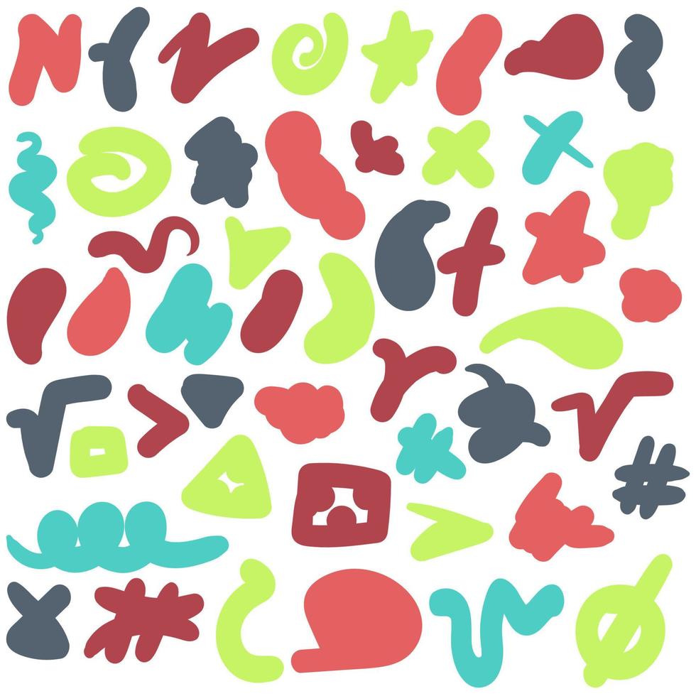 Color strokes hand drawn set vector