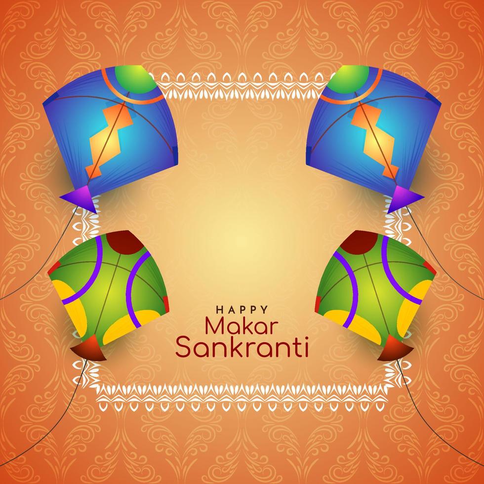 Makar Sankranti festival background design with colorful kites vector