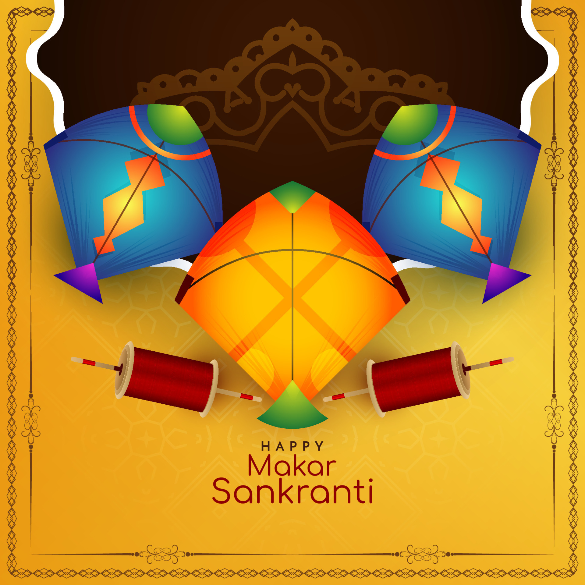 Makar Sankranti festival background design with colorful kites 9223666  Vector Art at Vecteezy