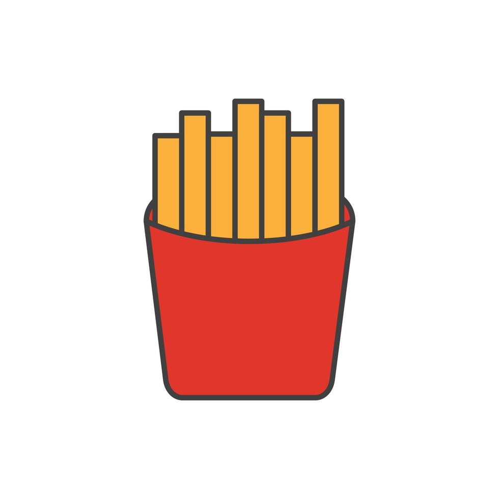 comida rápida, papas fritas, ícono de papas fritas. ilustración vectorial, diseño plano. vector