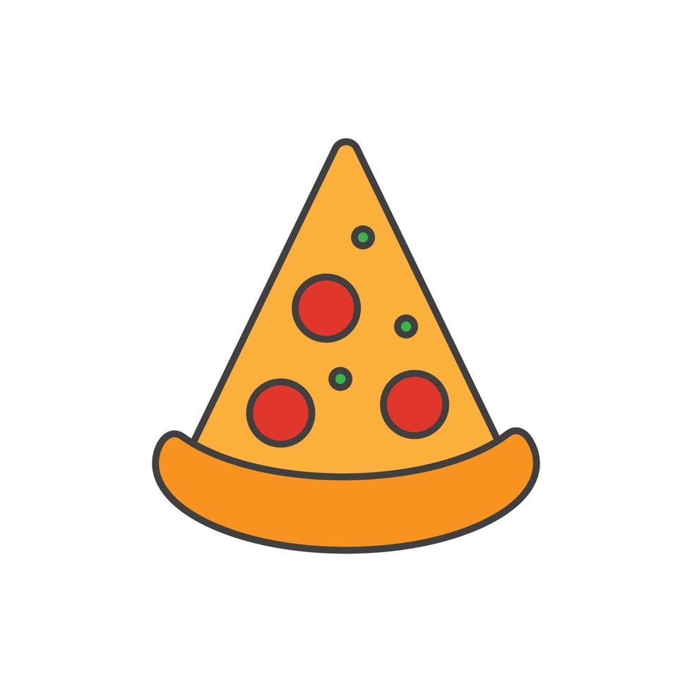 vector de icono de rebanada de pizza. icono de dibujos animados simple en blanco