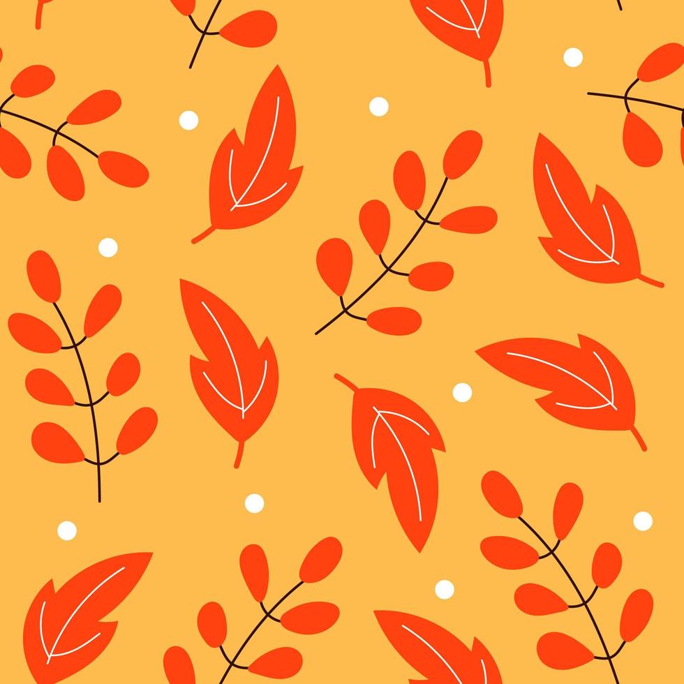 hojas de otoño en estilo de dibujos animados. patrón sin costuras un lindo fondo. vector