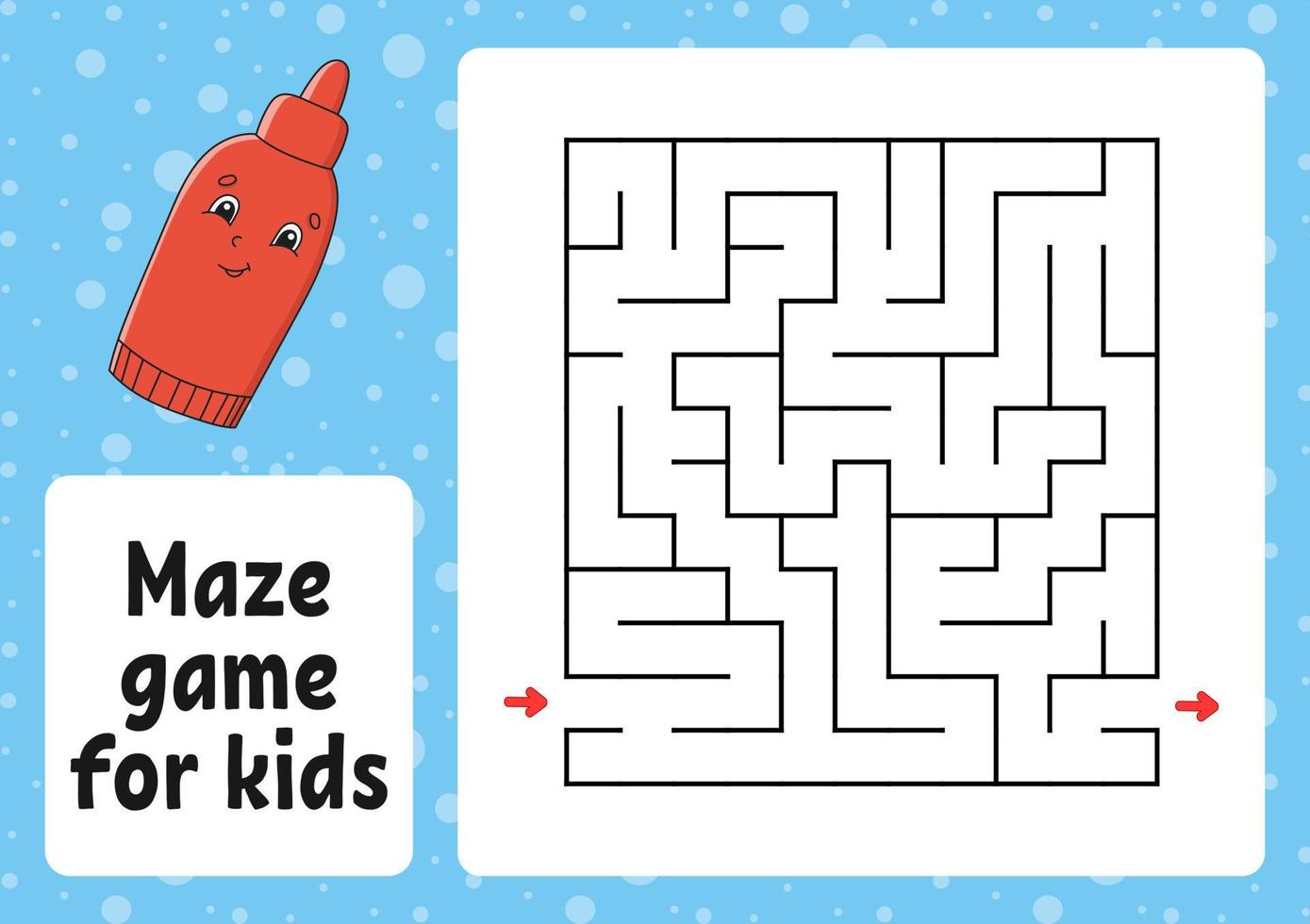 Maze game for kids. Funny labyrinth. Activity worksheet. Puzzle for children. cartoon style. Logical conundrum. Color vector illustration.