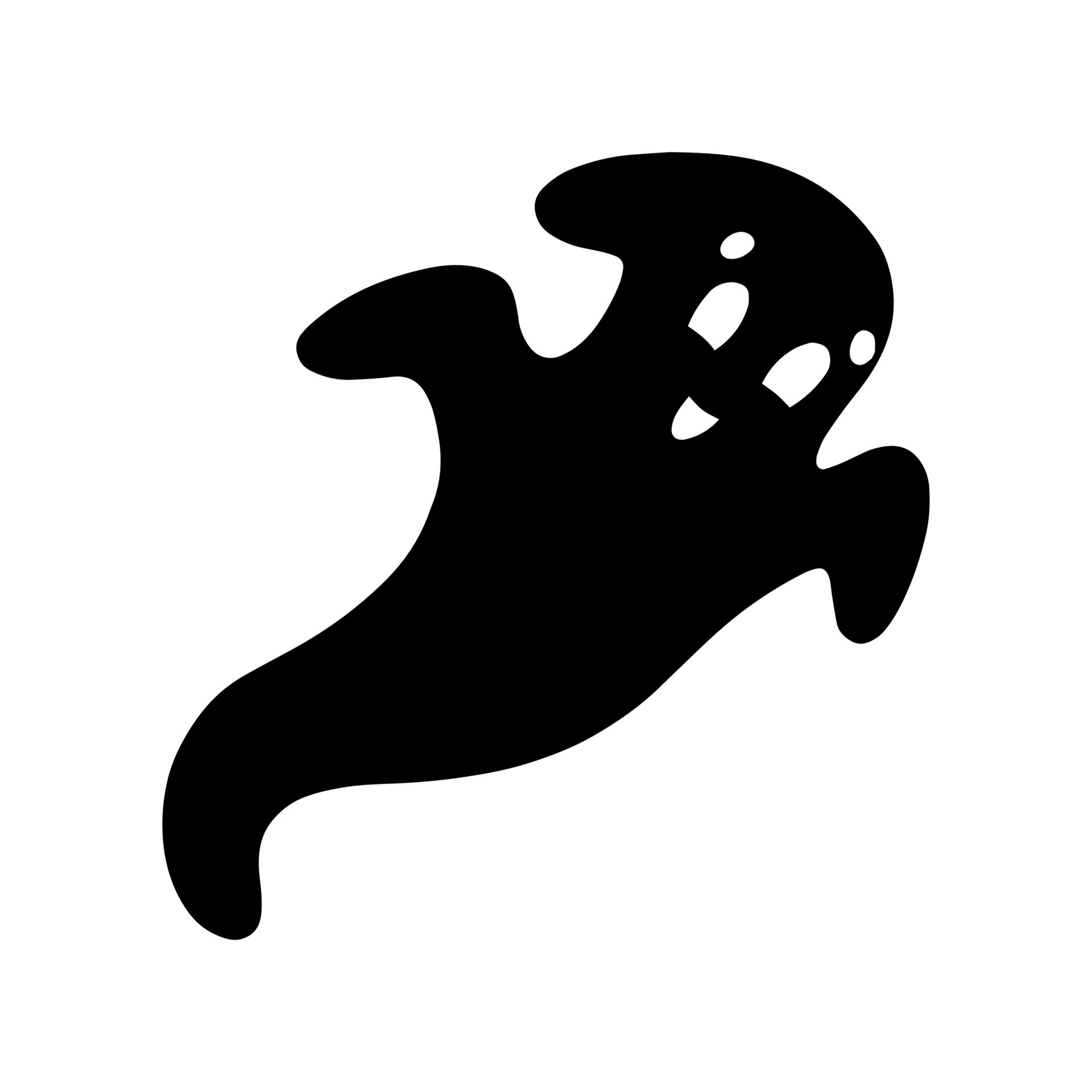 Black silhouette ghost. Design element. Halloween theme. Vector illustration isolated on white 